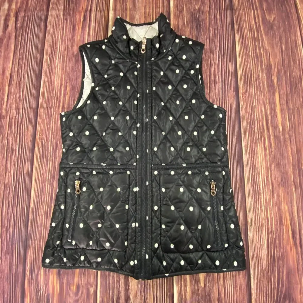Kate Spade Women’s Reversible Quilted Polka Dot Vest Black Size Small S